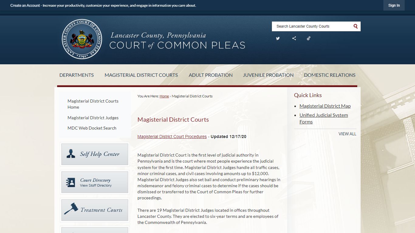 Magisterial District Courts - Lancaster County Courts, PA